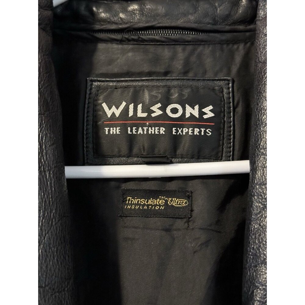 Wilsons The Leather Experts Womens Black Leather THINSULATE Button Jacket Sz M - Picture 3 of 14